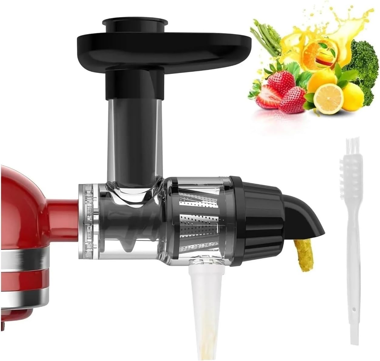 Masticating Juicer Attachment Compatible For KitchenAid Stand Mixer, Slow Juicer Attachment With Silicone Tube And Cleaning Brush