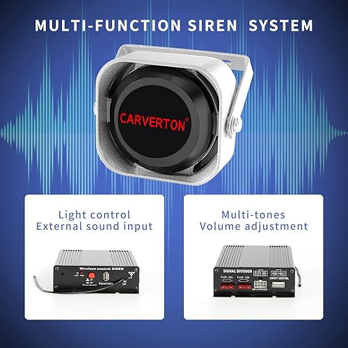 Miniatura 2 de 100W policía sirena PA sistema multi-tonos control con cable con micrófono altavoz de emergencia sistema PA electrónico