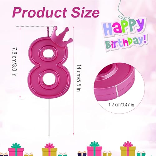 Miniatura 15 de Vela de número de cumpleaños de 3 pulgadas, vela con número 3D con decoración de corona, velas grandes para tartas de cumpleaños, bodas