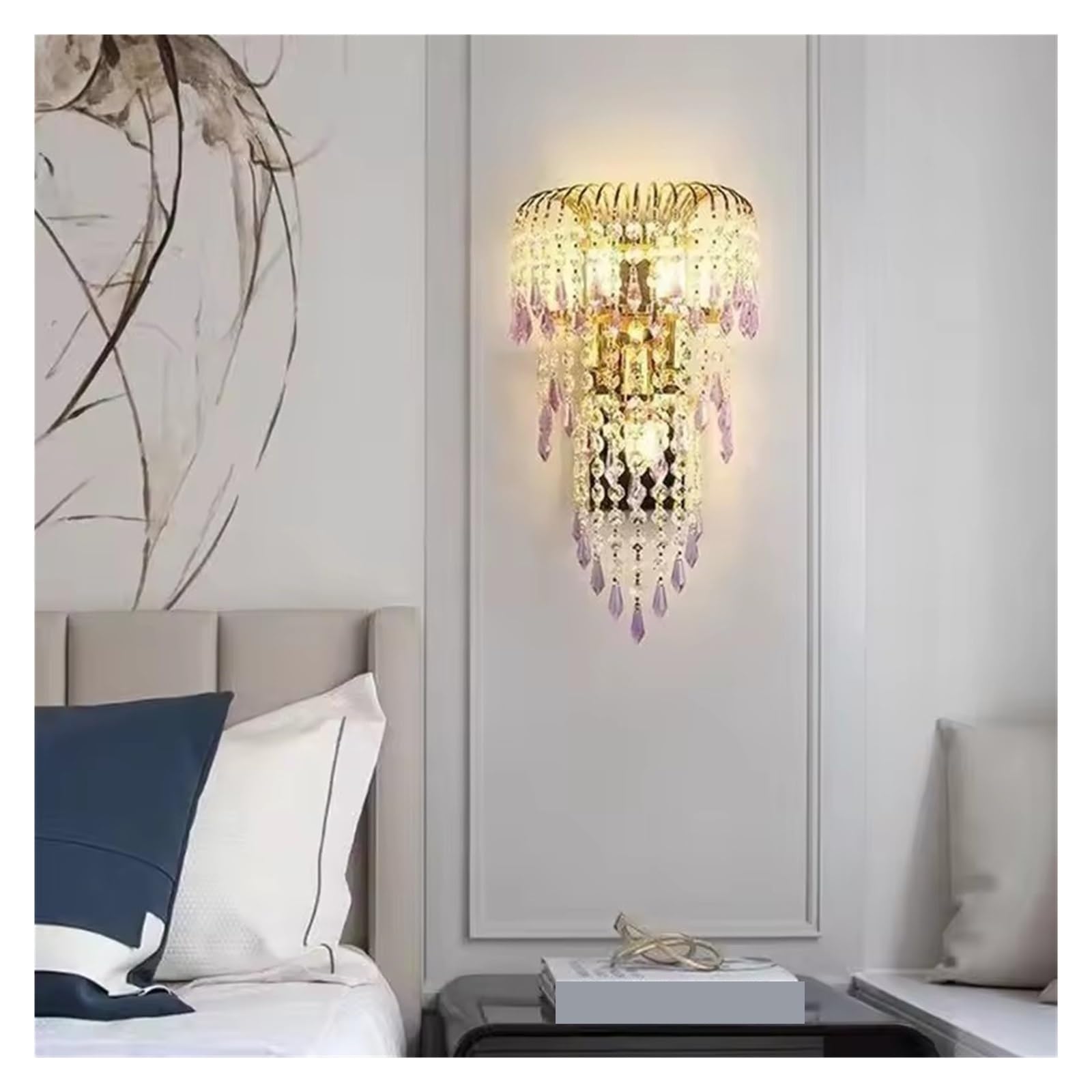 IvyLoutish Contemporary Crystal Wall Lamp Art Living Room Bedroom Bedside Luxurious Hotel Corridor,Modern