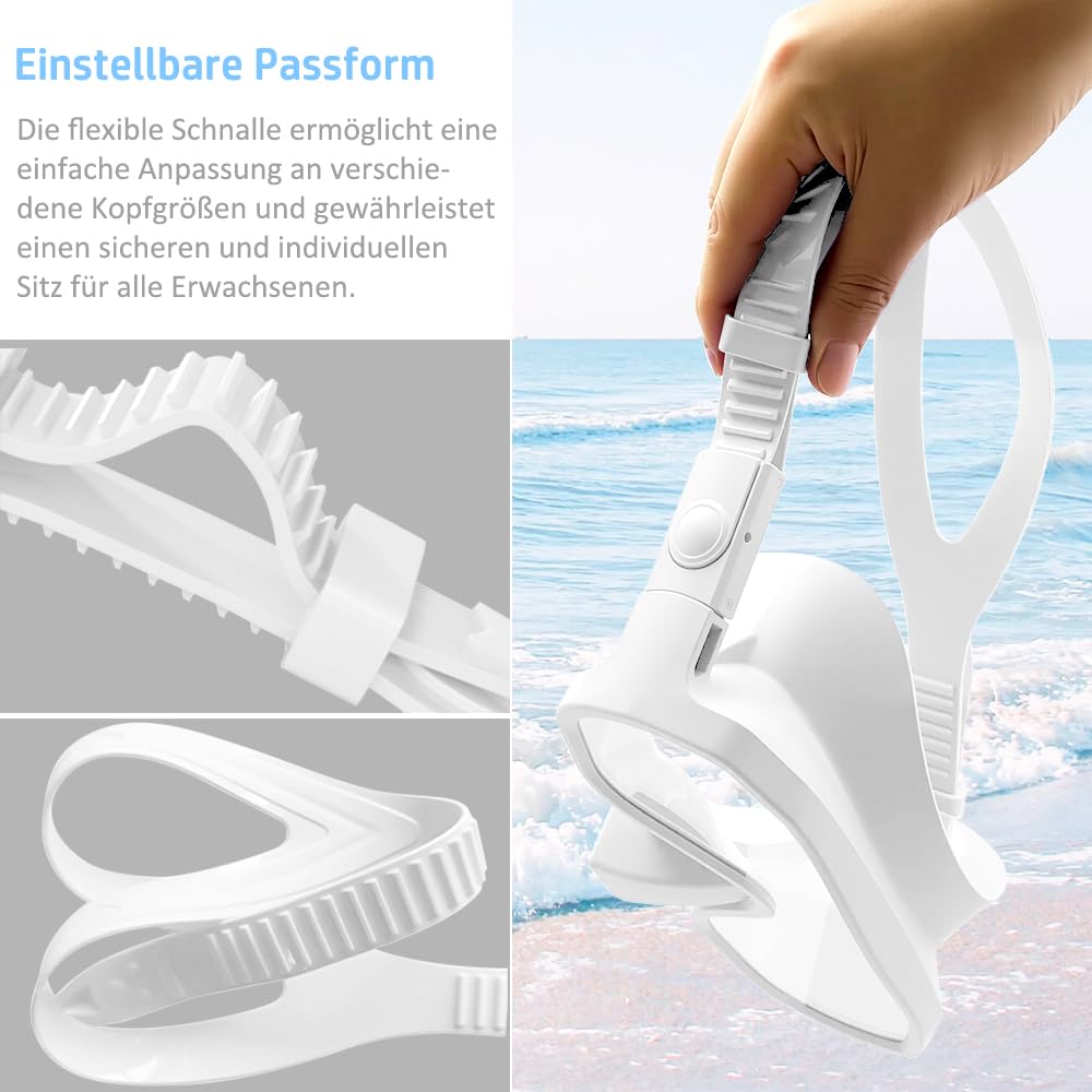 Occhiali da sub con boccaglio, set da snorkeling per adulti con anti appannamento e bordo in silicone a due strati, set da snorkeling, maschera panoramica a 180°, perfetti per snorkeling e