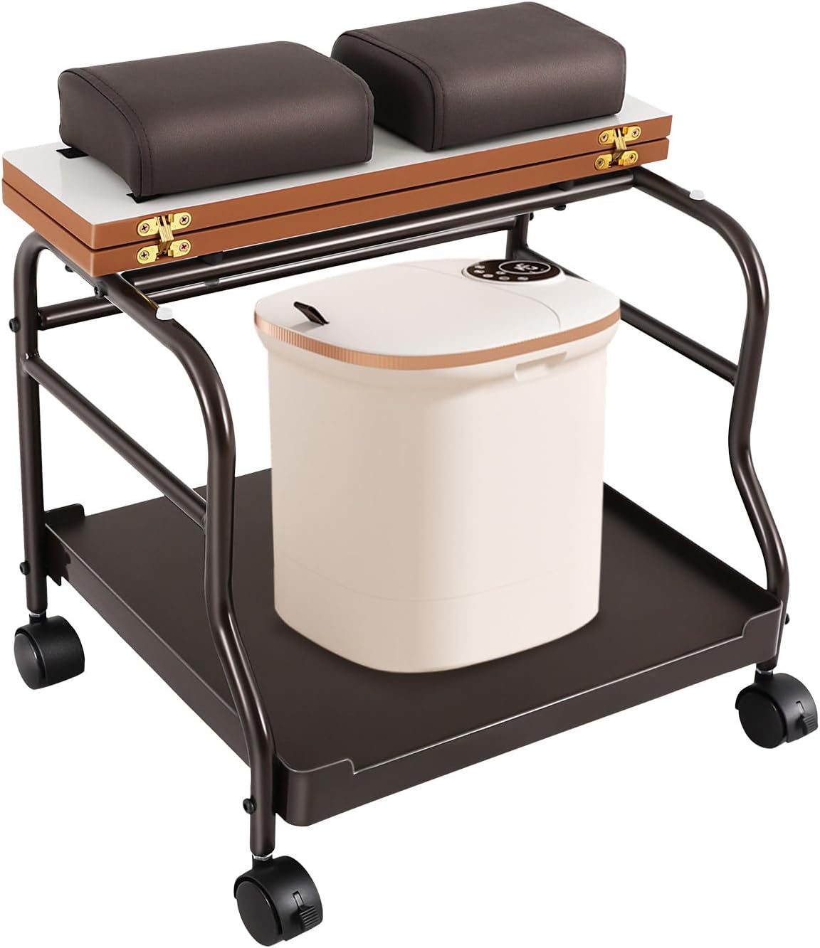 Coffee Pedicure Cart Portable, Cart Trolley Footrest Stand Pedicure Trolley Beauty Salon Nail Or Foot Bath Spa Esthetician Trolley Cart with Wheels for Foot Rest Pedicure Massage Salon