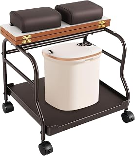 Beauty Salon Nail Or Foot Bath Spa Portable Trolley Cart for Foot Rest, Pedicure Manicure Funiture Massage Table Salon Supplies, Footrest Stand with Wheels, 38.7 lbs Weight Capacity (Coffee)