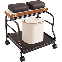 Beauty Salon Nail Foot Bath Spa Portable Esthetician Trolley Cart, Brown