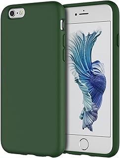 دلـع موبايلك جراب حماية من السيليكون السائل متوافق مع ايفون 6 بلس/6 اس بلس، غطاء واقي لكامل الجسم، حافظة هاتف رفيعة، مضادة للخدش، بطانة ناعمة من المايكروفايبر (ايه اخضر)