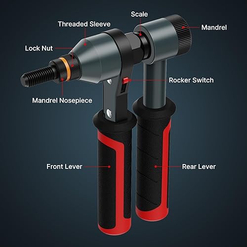 Miniatura 2 de Kit de herramientas de tuerca de remache, kit de herramientas de remache con 10 mandriles métricos y SAE, kit surtido de 100 tuercas de remache, kit