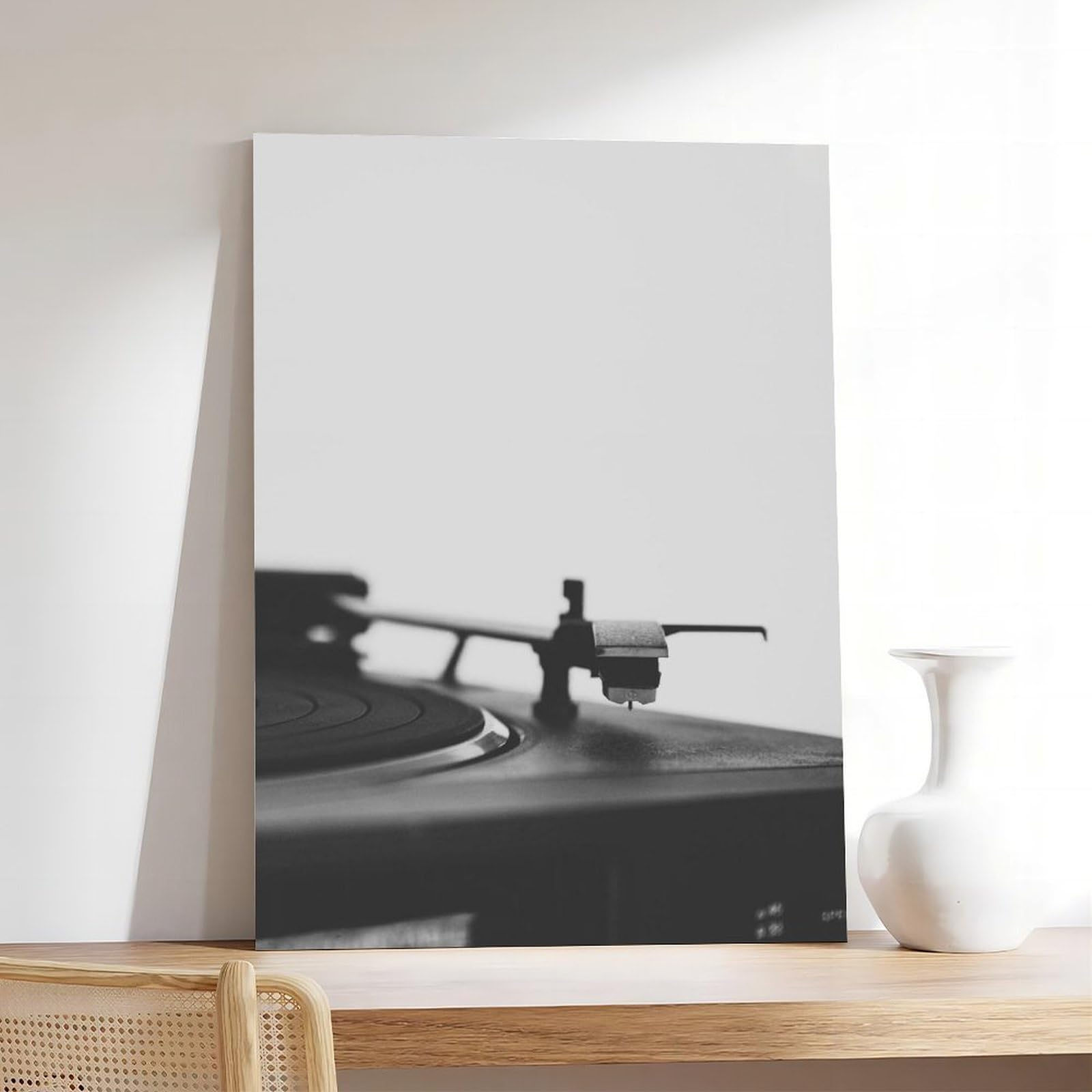 Giradischi in vinile bianco e nero, decorazione artistica musicale, poster per camera da letto, decorazione per ufficio, stanza, regalo, 61 cm L x 91,4 cm W
