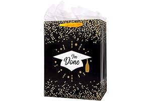 Hohomark Grad Gift Bags, 13" Large I am Done Graduation Party Favor Gifts