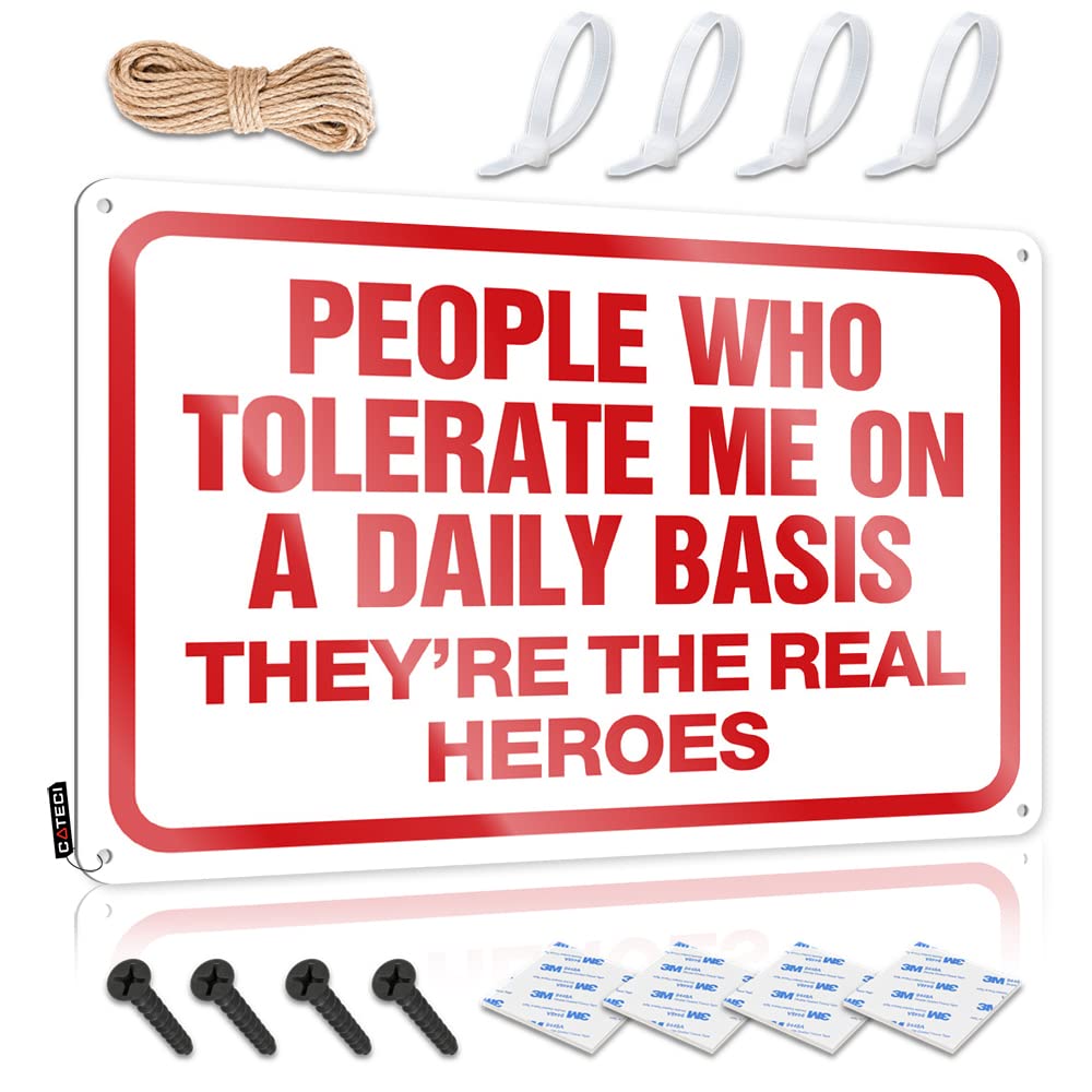 HELIOFORGE Little Man Cave Sign People Who Tolerate Me Tin Sign Beer Signs Metal Vintage Beer Decor(30X40CM)