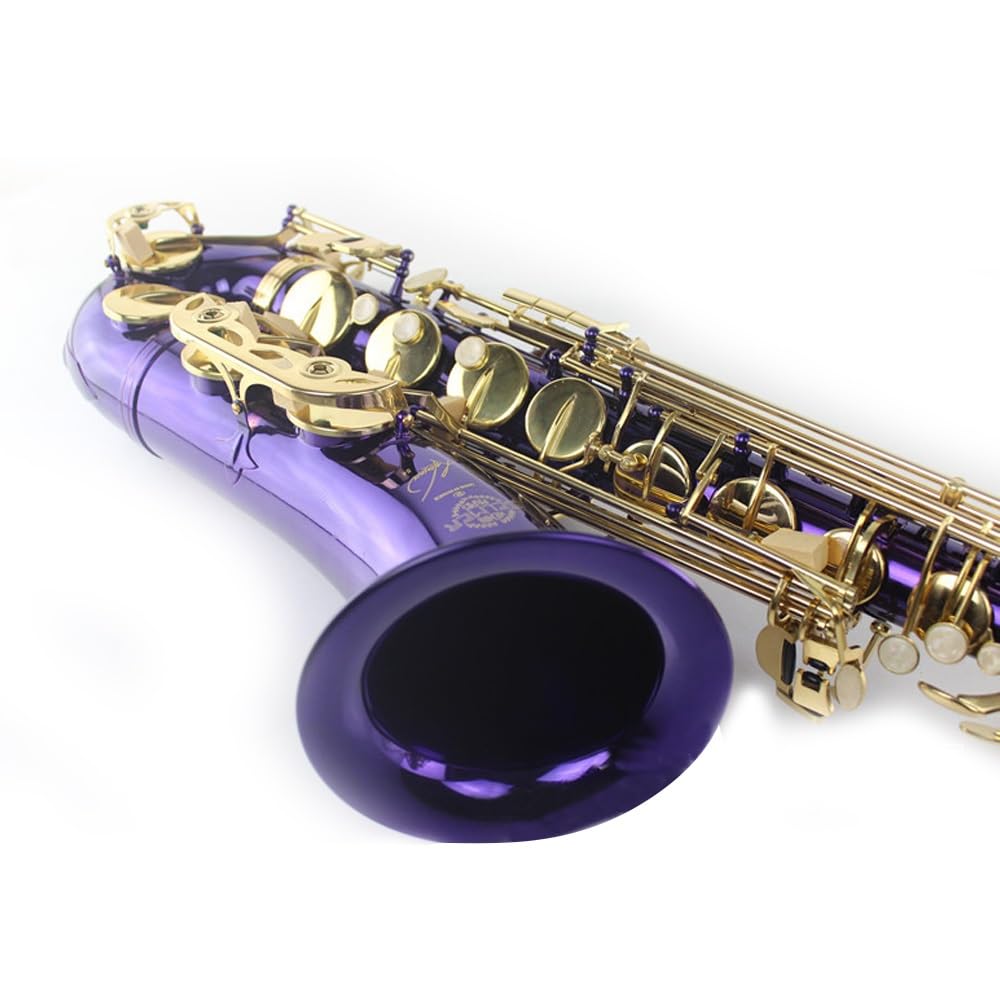 Strumento for sassofono tenore, strumento da gioco professionale, corpo in ottone, tasti dorati verniciati viola, sassofono tenore professionale in si bemolle, set for sassofono, testa di flauto, cust