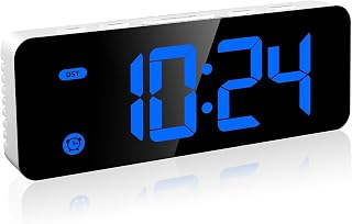 Alarm Clock for Kids Bedrooms, Small Digital Clock, 4 Dimmable Backlight, 3 Adjustable Volumes with Snooze (Blue Display)