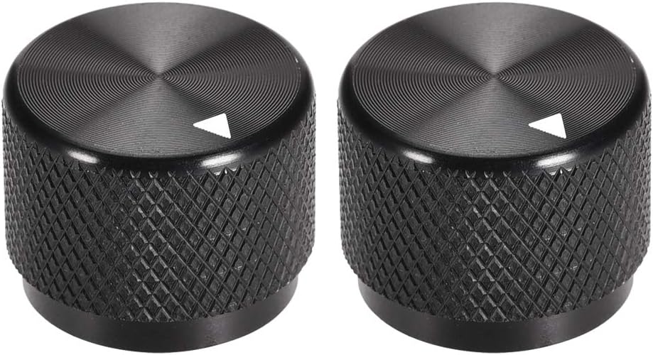 sourcing map 2pcs Potentiometer Finish Black Aluminum Volume Control Knob for Amplifier Guitar