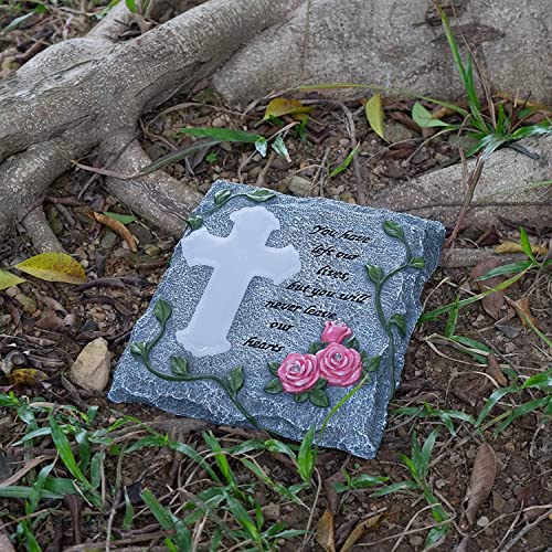 Mxwcy Cross Solar Lights Outdoor Garden Memorial Stepping Stone, Ip65 Waterproof Is Used For Walls Or Lawns, A Touching Memorial Gift & Condolence Gifts Grave Decorations For Cemetery #TOP3