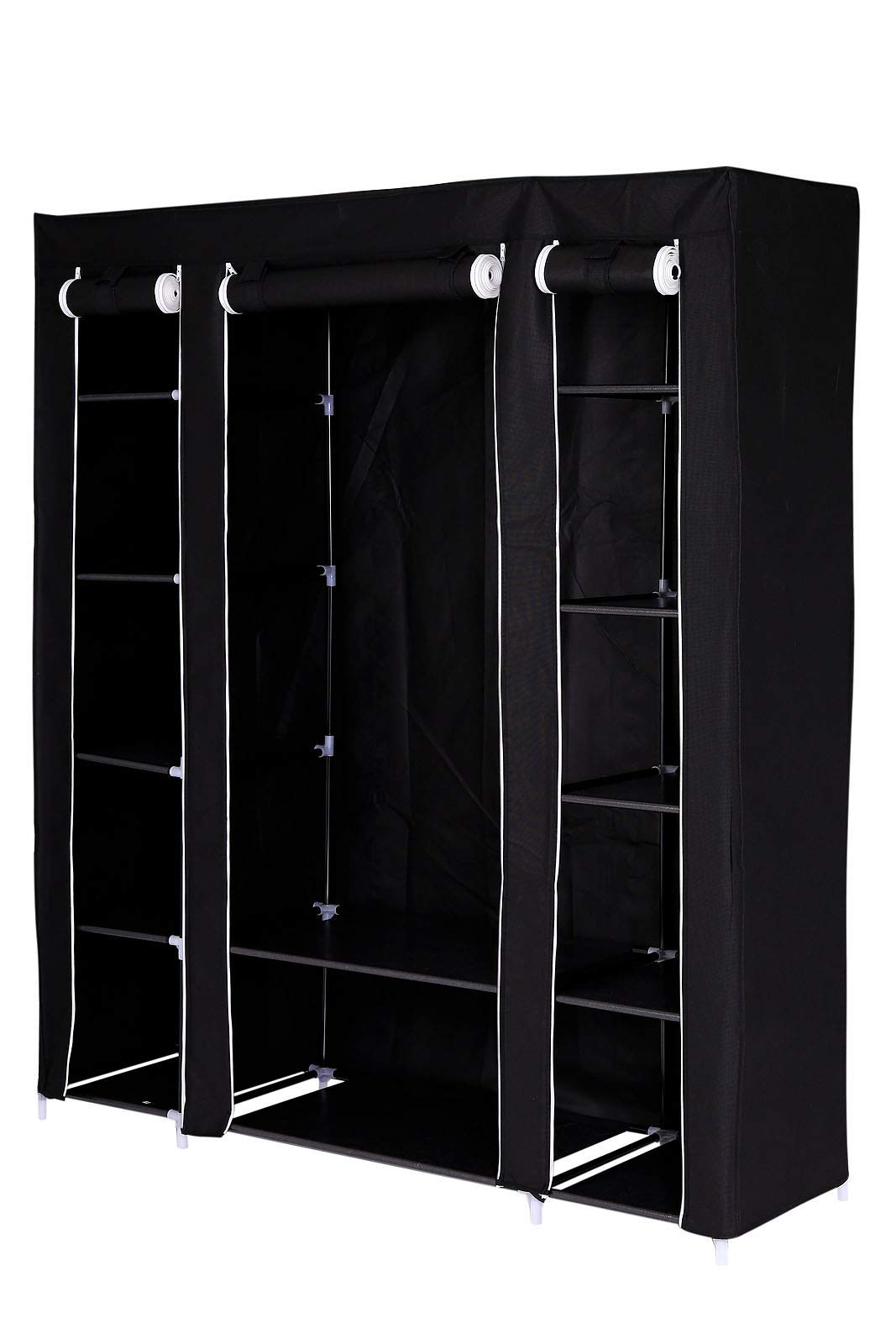 dibea WR00315 Foldable Fabric Wardrobe 175 x 150 x 45 cm Black / Black