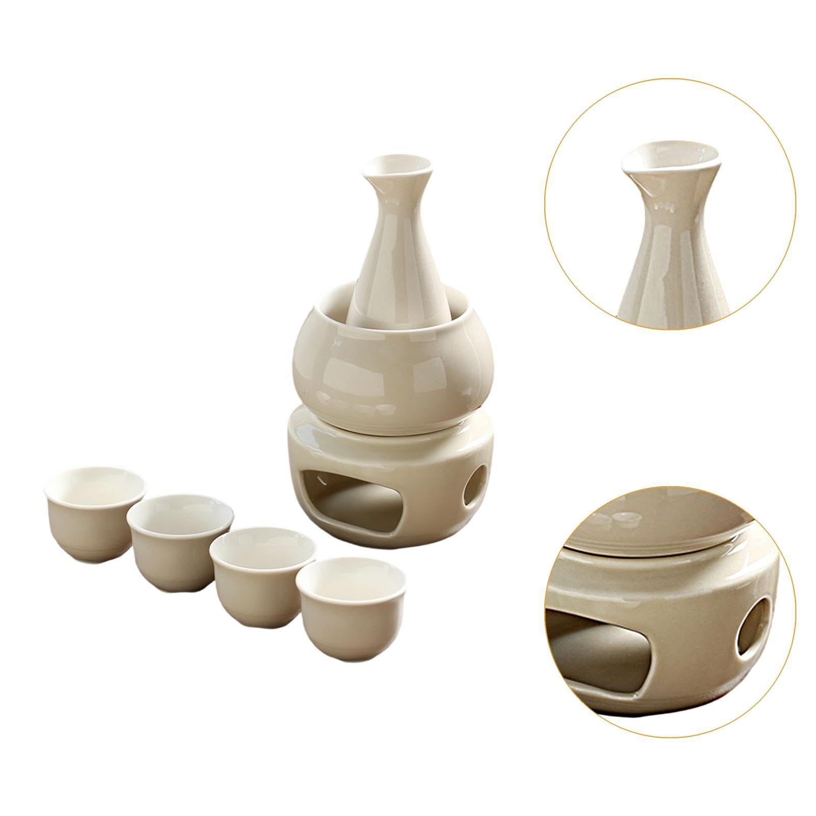 Sake Set mit 4 Bechern Und Wärmer, Professionell Und