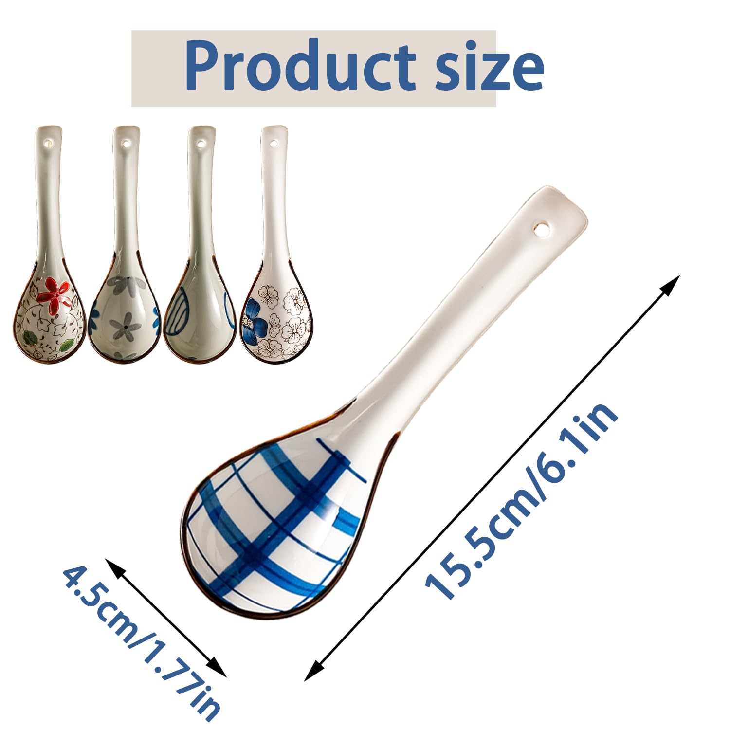 Set Di 5 Cucchiaio Per Zuppa Giapponese,Cucchiaini Ceramica, Cucchiai Da Ramen, Cucchiai Da Minestra Cinesi, Cinese Cucchiai Da Zuppa, Creativo Stoviglie Cucina Per Wonton Pasta Caffè