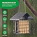Suet Bird Feeder for Outside [Double Capacity] Suet Wild Bird Feeder with Hanging Metal Roof, Suet Feeders for Outside, for Use with Suet Cakes, Seed Cakes, Mealworm Cakes