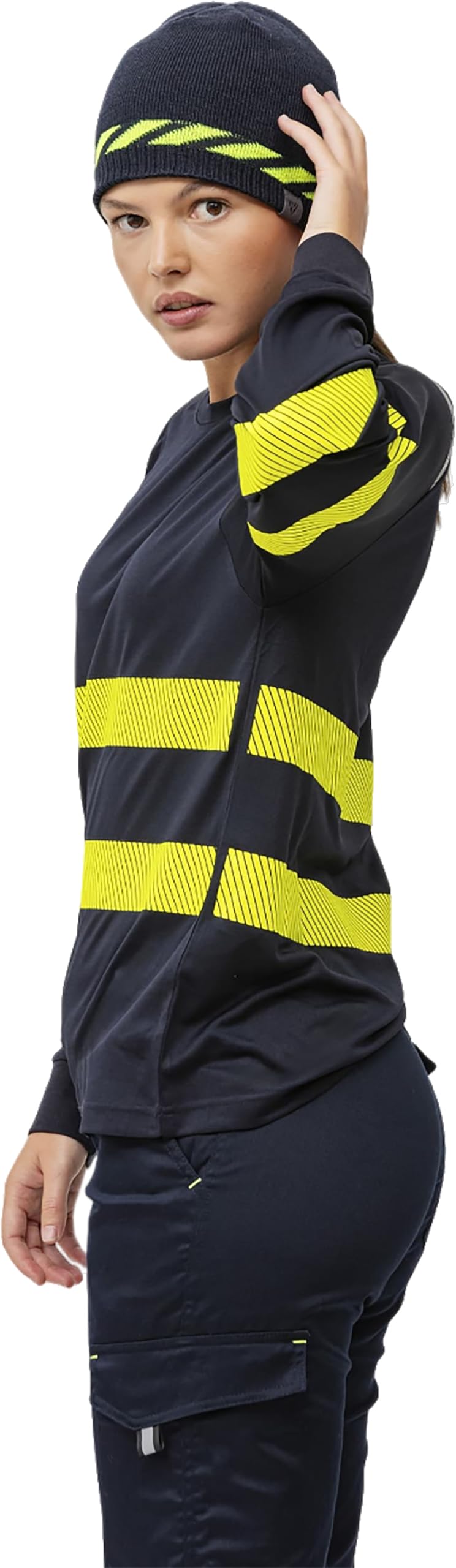 WORKTEAM Camiseta Manga Larga Alta Visibilidad con Cintas Reflectantes Segmentadas, Cuello Redondo, ISO 20471 Clase 1. Unisex