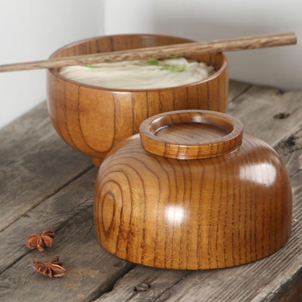 Ensemble De 1 Plateau en Bois Japonais avec Bols, Baguettes, Cuillères, Tasses Couverts Coréens Rectangulaires pour Cuisine.
