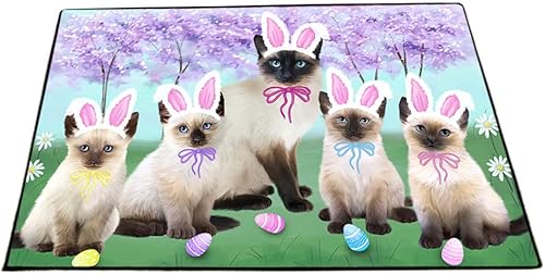 Doggie of the Day Siamese Cat Floor Mat - Easter Holiday - Best Dog Doormat - Protector Decor - Unique Portrait Art - Premium Quality Decoration,