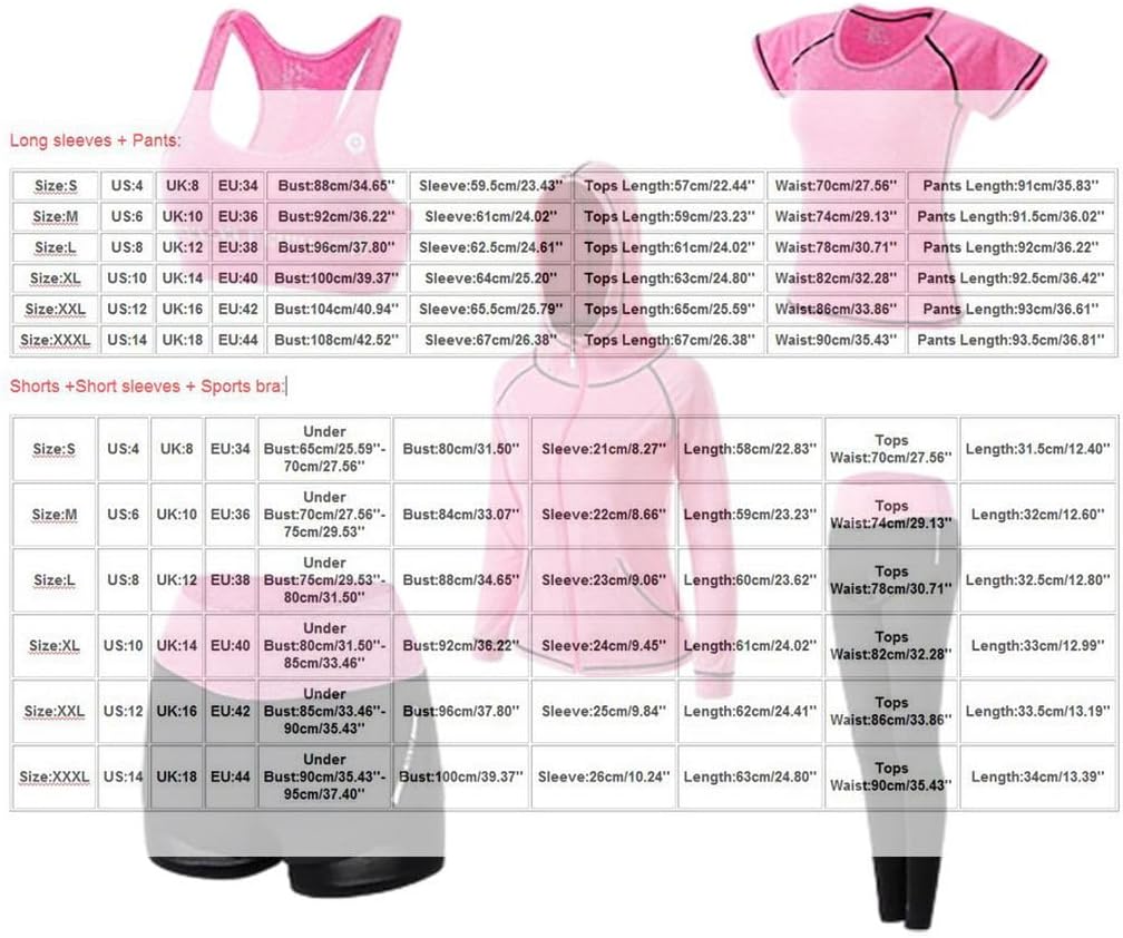 HGps8w 5pcs Workout Sets Outfits for Women, Women's Athletic Sport Yoga Gym Fitness Exercise Clothes Jogging Tracksuits