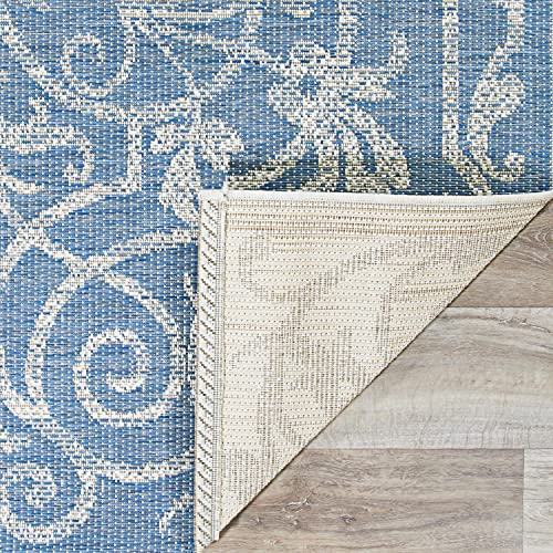 Couristan Monaco Summer Quay Indoor/Outdoor Machine Made Area Rug 2' X 3'7" Ivory/Sapphire #TOP8
