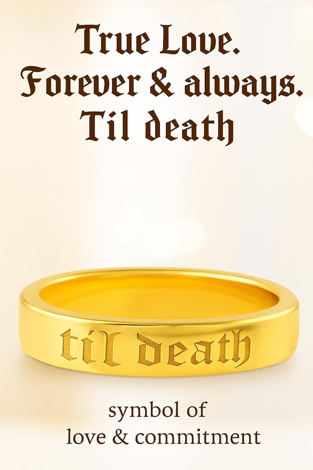 4mm Til Death Ring, Yellow Gold Ring, Til Death Band Ring, Personalized Ring, Women Ring, Promise Ring, Propose Ring, Wedding Gift For Her