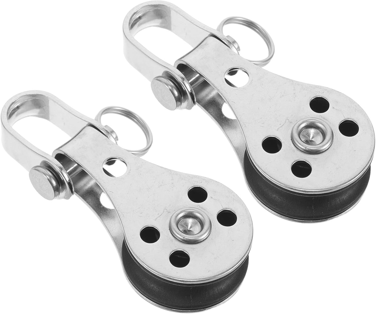 2pcs Stainless Steel Nylon Marine Pulley Blocks Set, Heavy Duty Single Pulley Bearing Block for Kayak and Boat Equipment, Smooth Sliding Sailing Hardware for Outdoor Water Sports