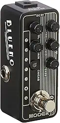 Mooer Pedal Preamp Blueno M020 | para Guitarra, Digital, Dois Canais, EQ de 3 Bandas, Simulador de Gabinete, Compacto, 9V DC