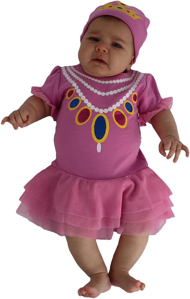 Sozo Baby Girls Princess Bodysuit and Cap Set, Pink, 6-12 Months
