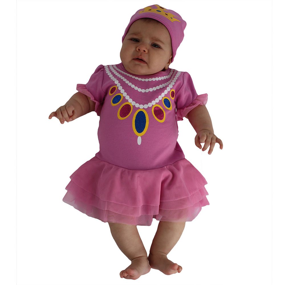 Sozo Baby Girls Princess Bodysuit and Cap Set, Pink, 6-12 Months