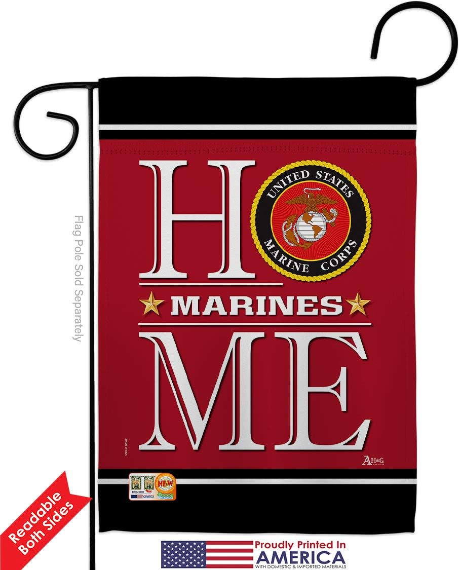 Marine Corps Home Garden Flag Set Wall Holder Armed Forces USMC Semper Fi United State American Military Veteran Retire Official Small Gift Yard House Banner Double-Sided Made In USA 13 X 18.5