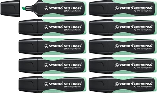 STABILO - Umweltfreundlicher Textmarker - GREEN BOSS Pastel - 10er Pack - Hauch von Minzgrün