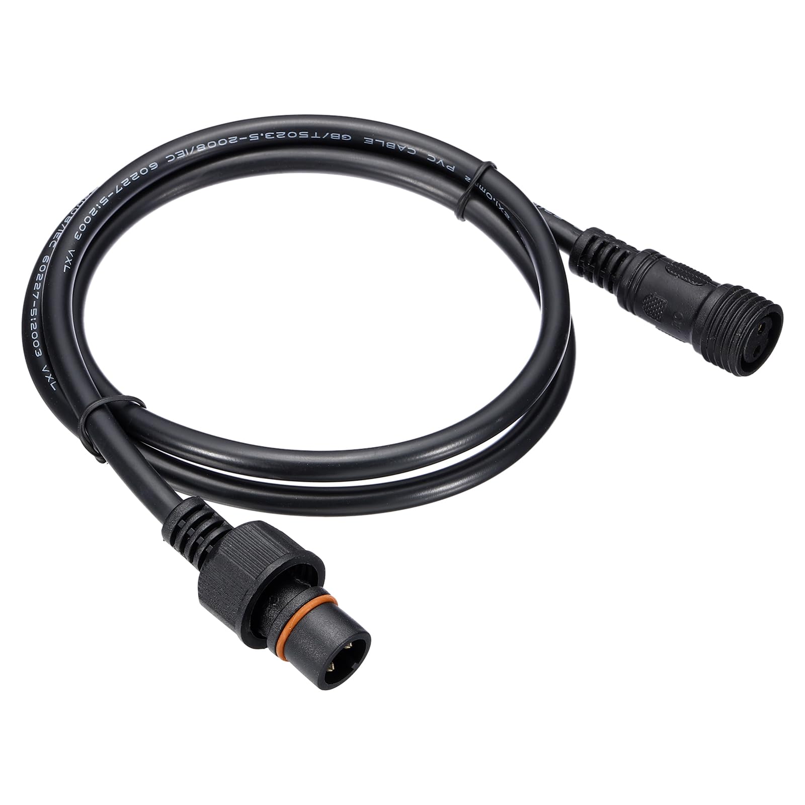 PATIKIL 3.28Ft 2 Pin Extension Cable Wire, 18AWG Waterproof IP67 Connector with Male and Female at Both Ends for LED Strips Black