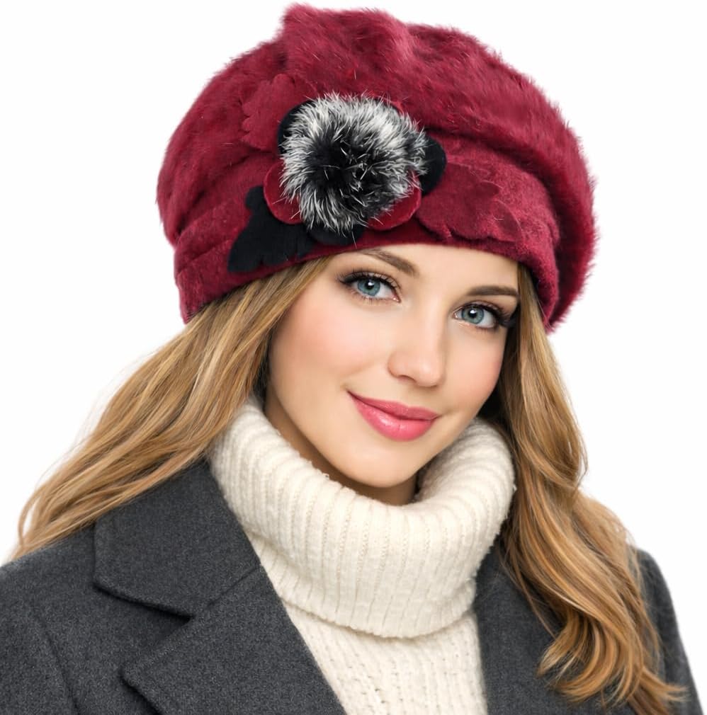 VECRY Women's 100% Wool Bucket Hat Felt Cloche Beret Dress Winter Beanie Hats