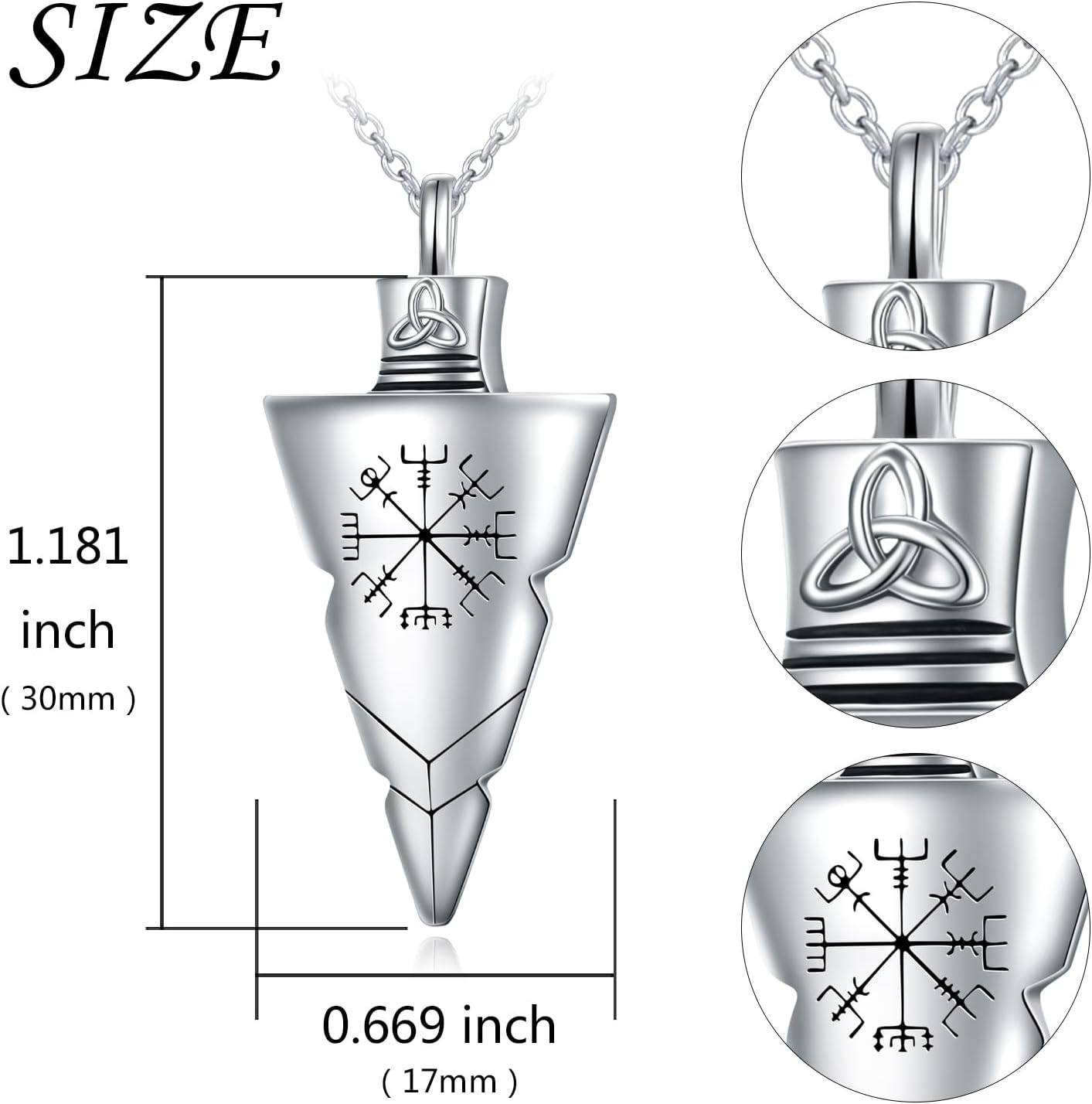 Arrowhead Urn Necklace Memorial Pendant Necklace 925 Sterling Silver Cool Spearpoint Arrowhead Lockets Cremation Jewelry Ashes Holder Bereavement Keepsake Gifts - Image 6