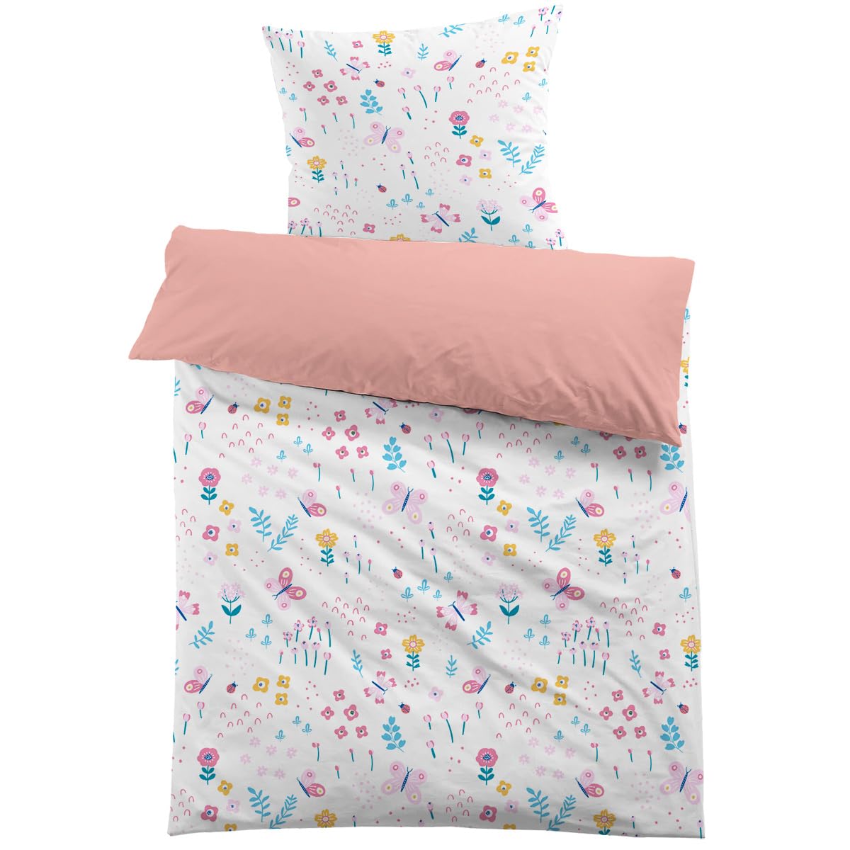MUSOLEI - Duvet Cover 140 x 200 cm for Boy Girl 90 x 190 cm 1 Person Pink Flowers 3D Printed with Pillowcase 65 x 65 cm