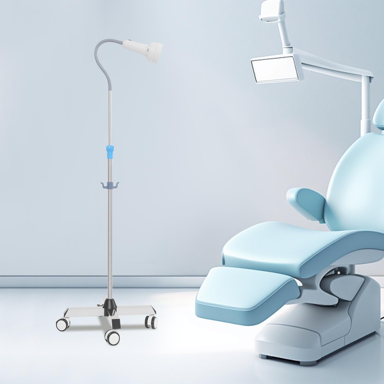30W LED Untersuchungsleuchte mit Mobilem Ständer, Höhen- & Winkelverstellbare Chirurgische Lampe (6000-6500K), Flexible OP-Leuchte für Tierarzt & Klinik