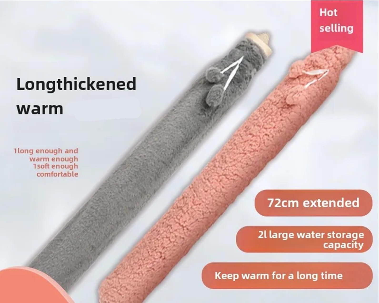 Termofor, 2 szt. Butelka z ciepłą wodą Pluszowa miękka okładka Ogrzewacz do rąk Naturalne ciepło 2L(Black)