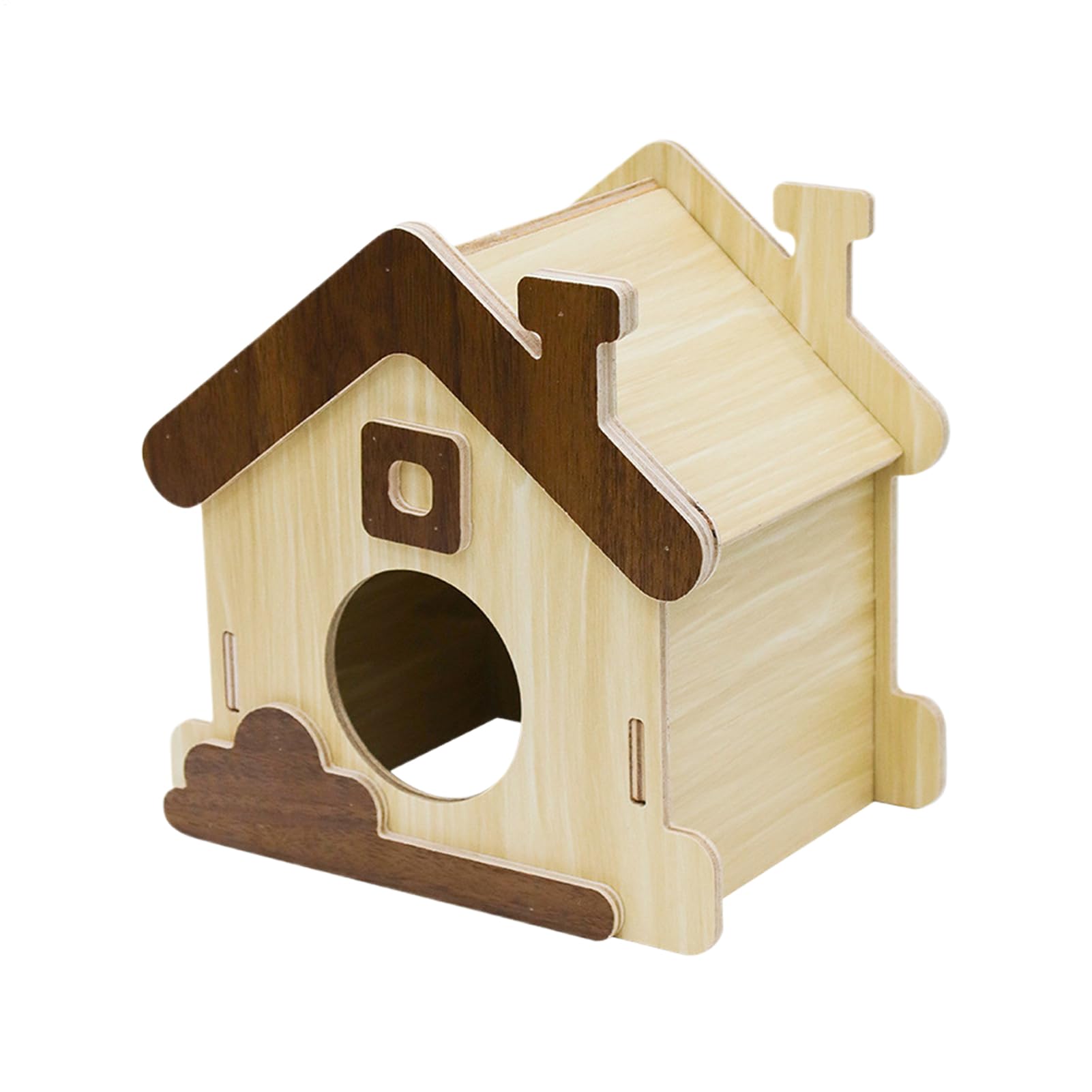 Accesorios de hábitat para mascotas y casa de hámster de madera natural