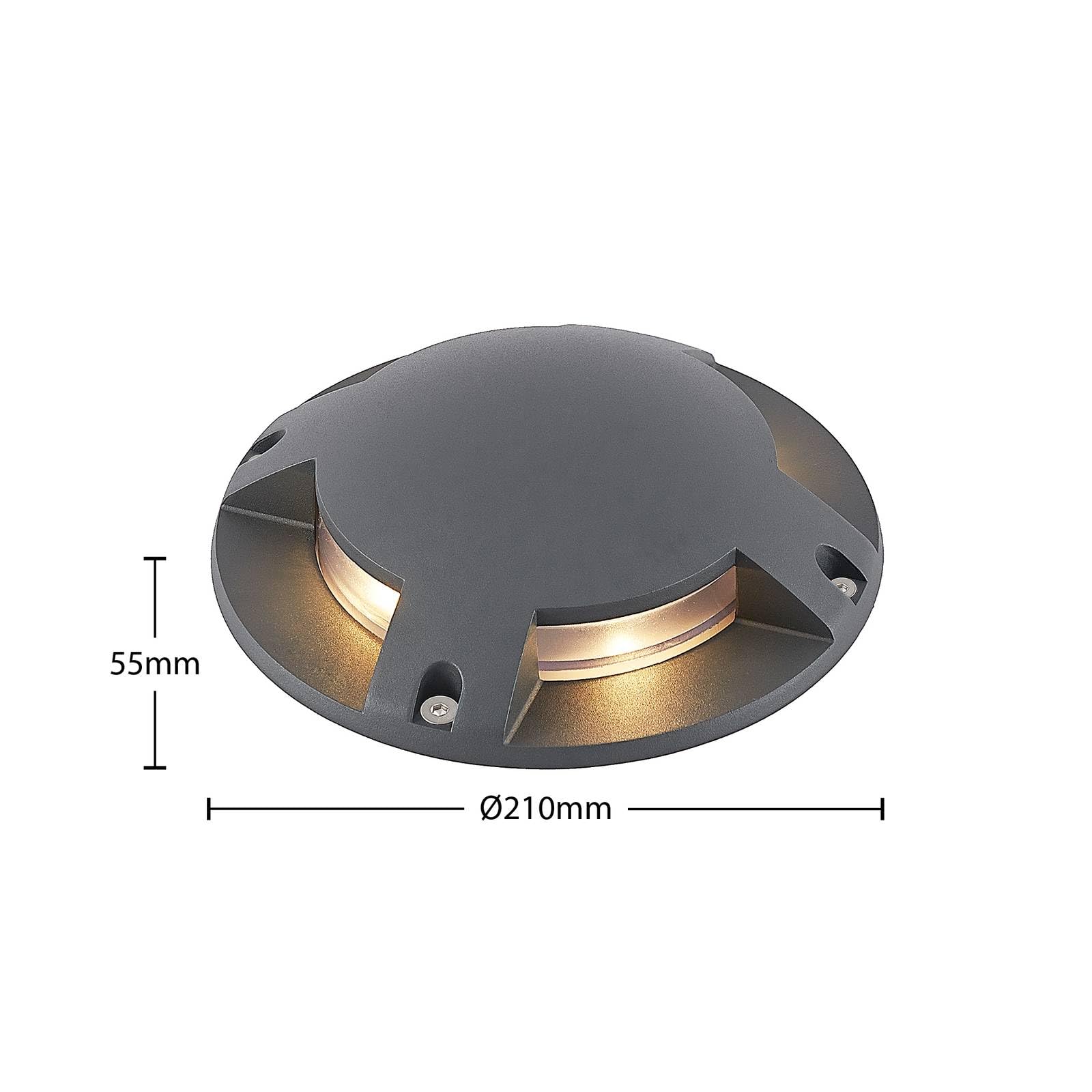 Lindby Bombillas LED luz de suelo exterior en gris oscuro, foco empotrable | proyector de suelo ip67 estanco al polvo y sumergible temporalmente, 4 fuentes de luz, moderno, 3000 k blanco cálido, de