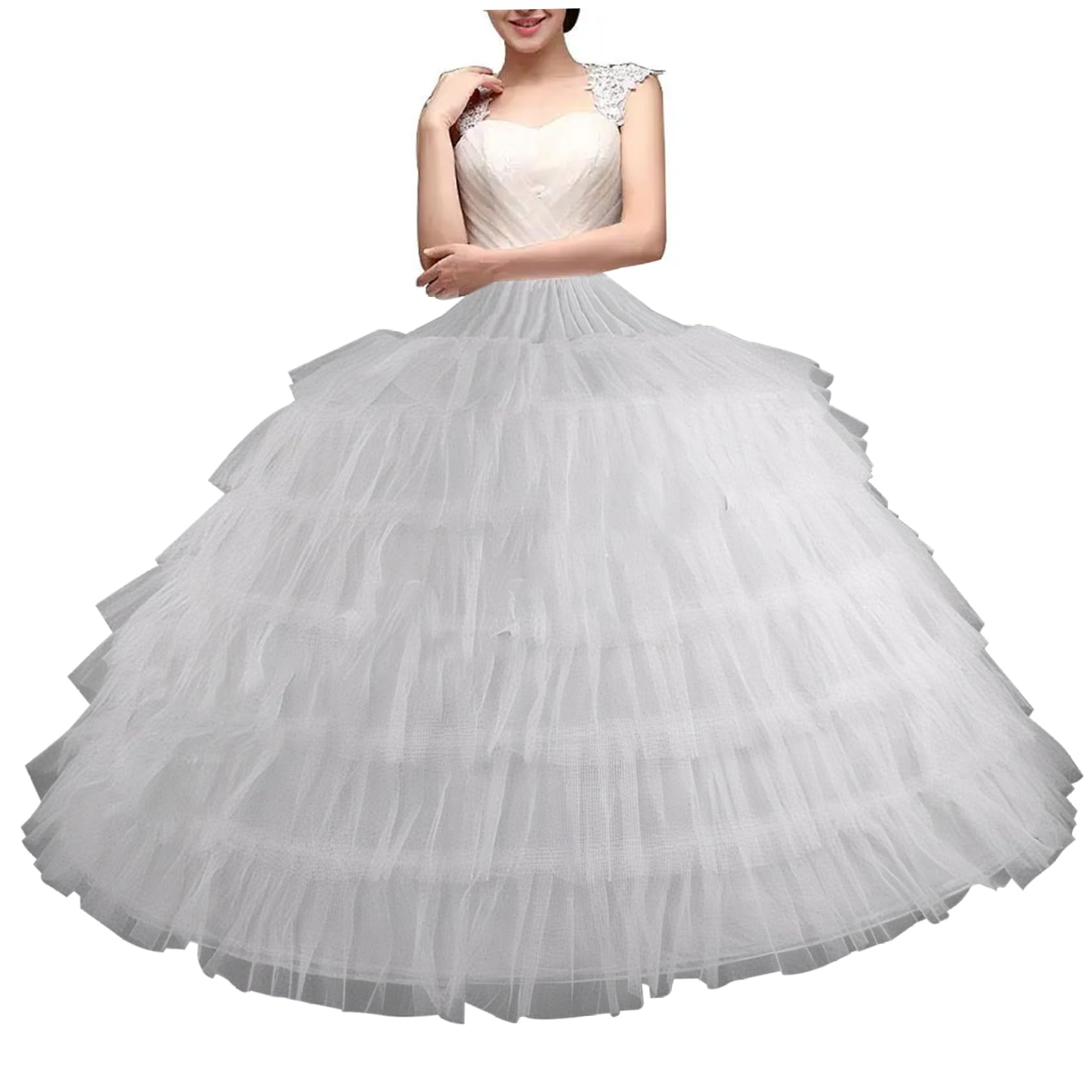 Pastoralist Women's 6 Hoops Hoop Petticoat Skirt|Petticoat Skirt Underskirt Tulle Petticoat Long Petticoats For Under Dress Adjustable Bridal Hoop Skirt For Wedding Ball Gown Ceremony Prom