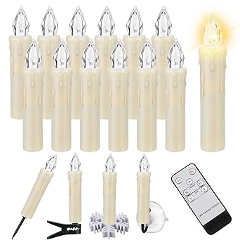 12 PCS LED Window Candle Flameless Taper Candle Flashing Warm Light Ideal for Indoor and Outdoor Christmas Tree Candles Garden Wedding Harry Potter (12pcs 0.6