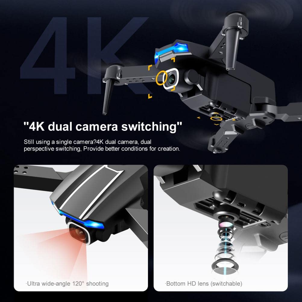 tairong Drohne mit Dual Kamera 4K HD, S65 RC Quadrocopter faltbar Anfänger Erwachsene, GPS Intelligent Return, 2,4 GHz FPV Live, Lange Flugzeit