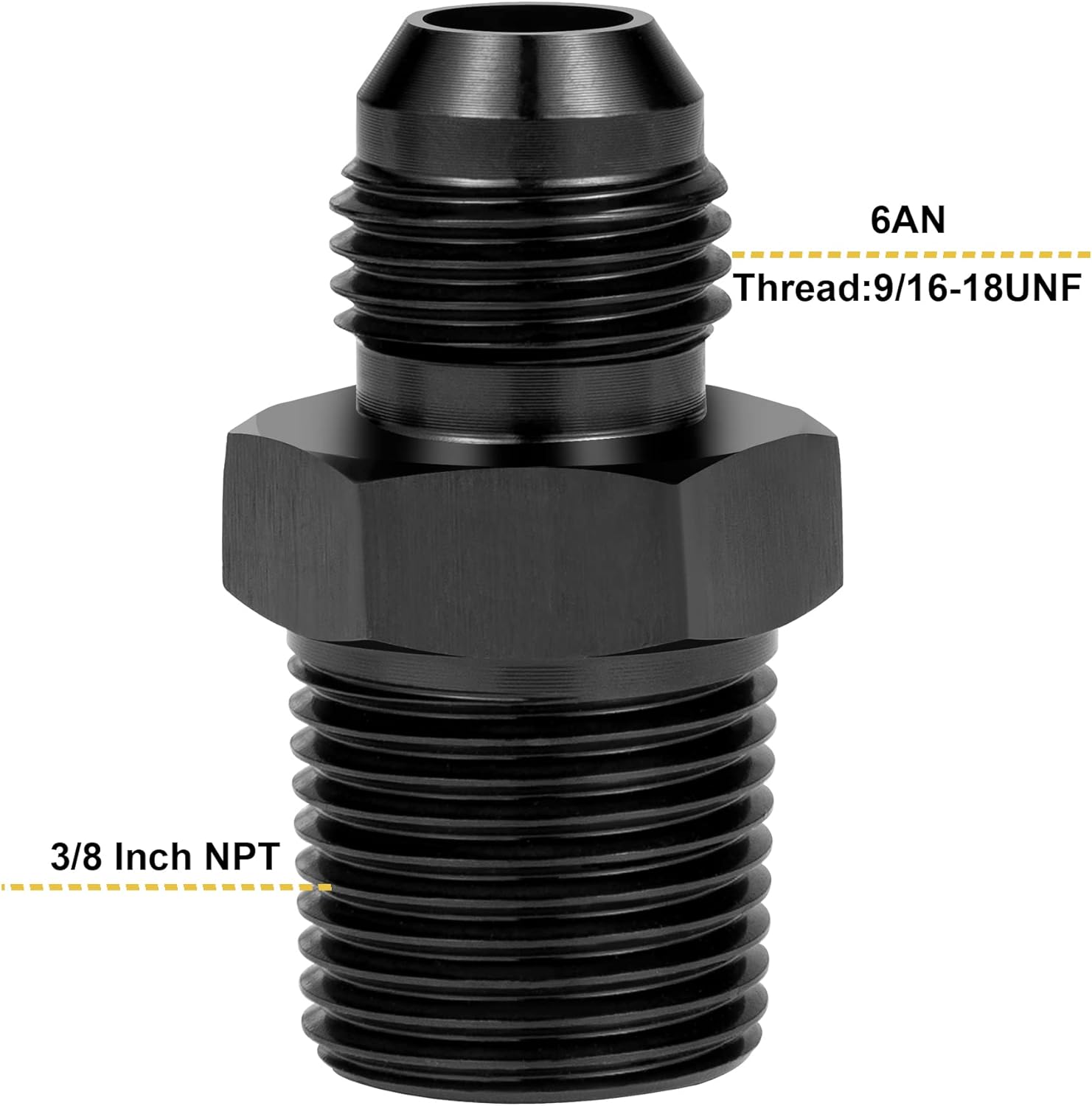 Breezliy 8AN Flare to 3/8" NPT Pipe Adapter Fitting, Aluminum AN8 Male Flare to 3/8 NPT Male Thread Fuel Hose Connector Straight Black Anodized 2PCS : Automotive