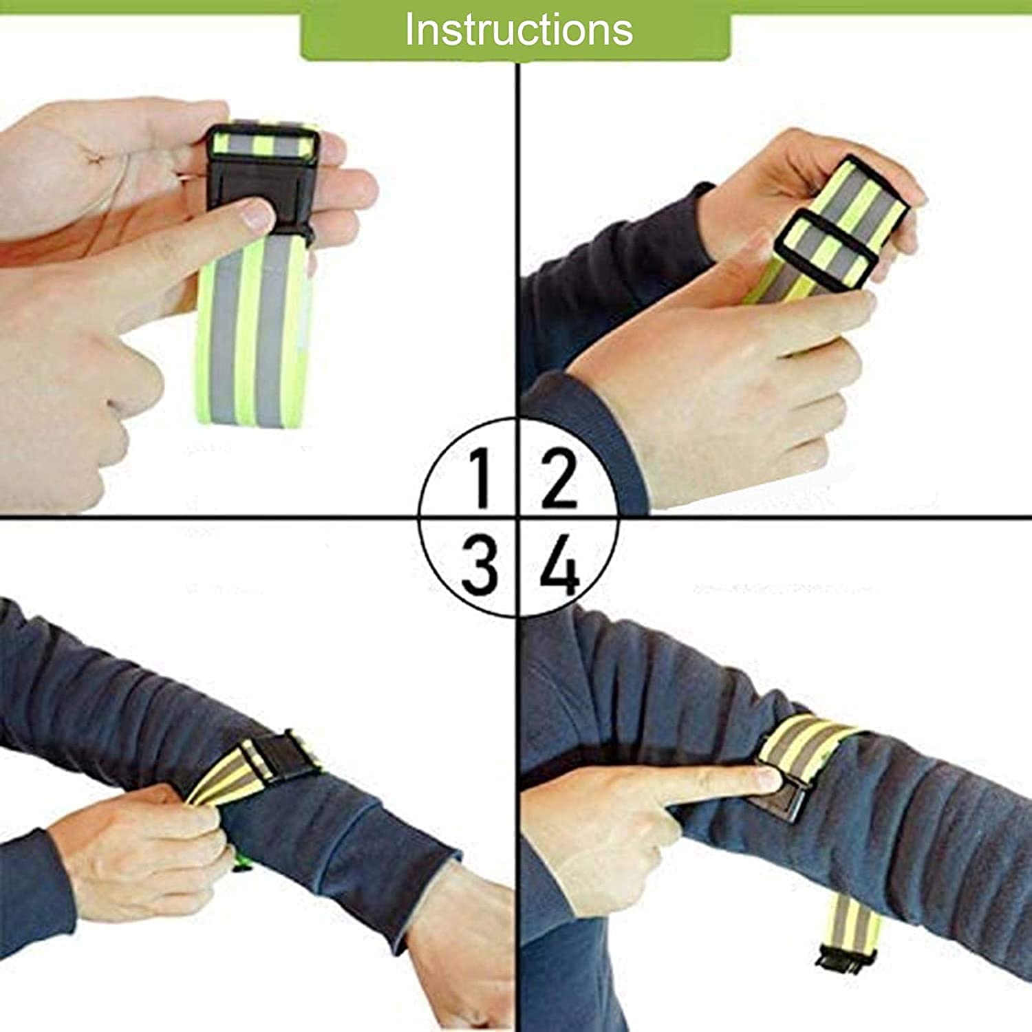 JJJ Bandas Reflectantes for Armbistleg Brazo Brazo Pierna de Tobillo Alta Visibilidad Reflective Engranaje for Caminar por la Noche Ciclismo y Correr for el Brazo Tobillo Elástico Elástico Regular