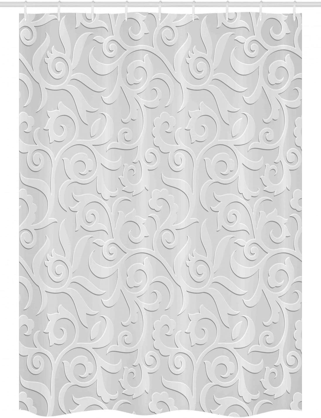 Ambesonne Grey Stall Shower Curtain, Abstract Natural Ivy Leaves Flowers Curly Branches Vine Victorian Style Pattern Art Print, Fabric Bathroom Decor Set with Hooks, 54" W x 78" L, Dimgrey