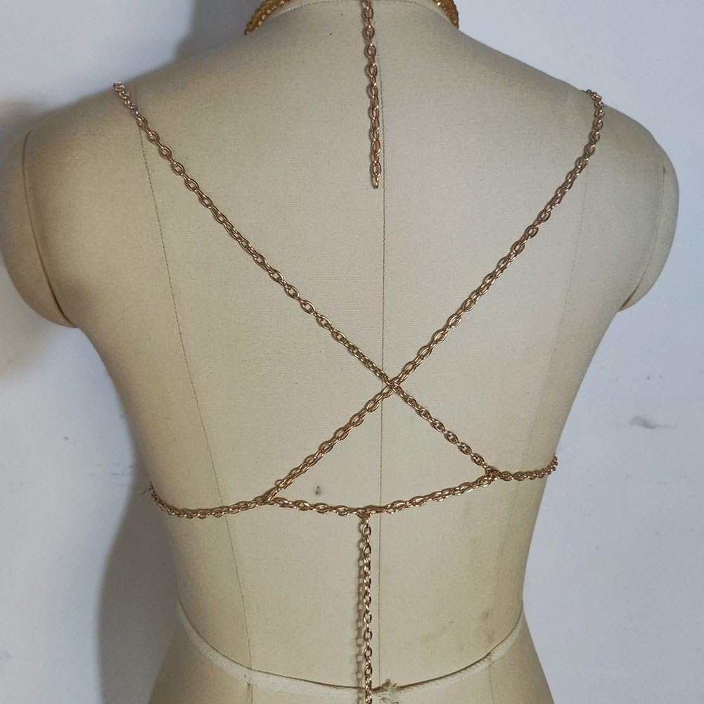 Bead Body Chain Colorful Beaded Bra Chain Beach Bikini Chain Harness Body Accessories for Summer Camping Vacation