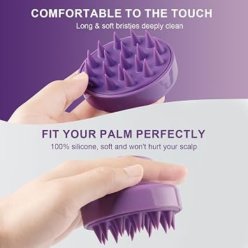 Root Comb Applicator Bottle with Scalp Massager Brush Comb 3 Pack Hair Dye and Scalp Treatment Tools (Purple)