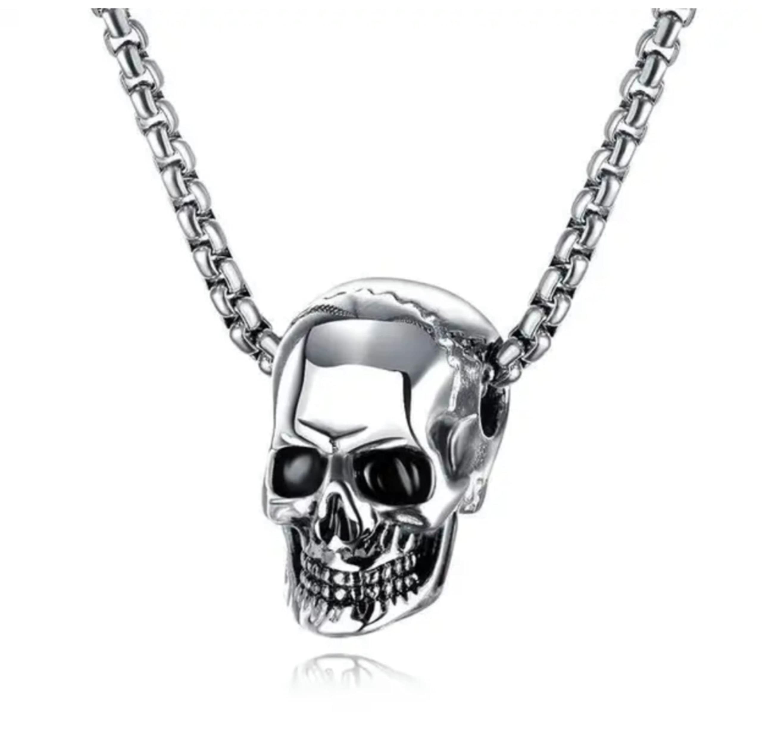 Untouched Fashionable Trandy Titanium Steel And Stainless Steel Necklace for Men and Woman Personality street Hip-Hop Skull pendant With Box Chain (B0BZJTHFWQ) Amazon Price History, Amazon Price Tracker